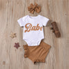 Baby Girl Babe Onesie with Bloomer Shorts and Matching Headband Natural Colors cute baby girl outfits for spring boho