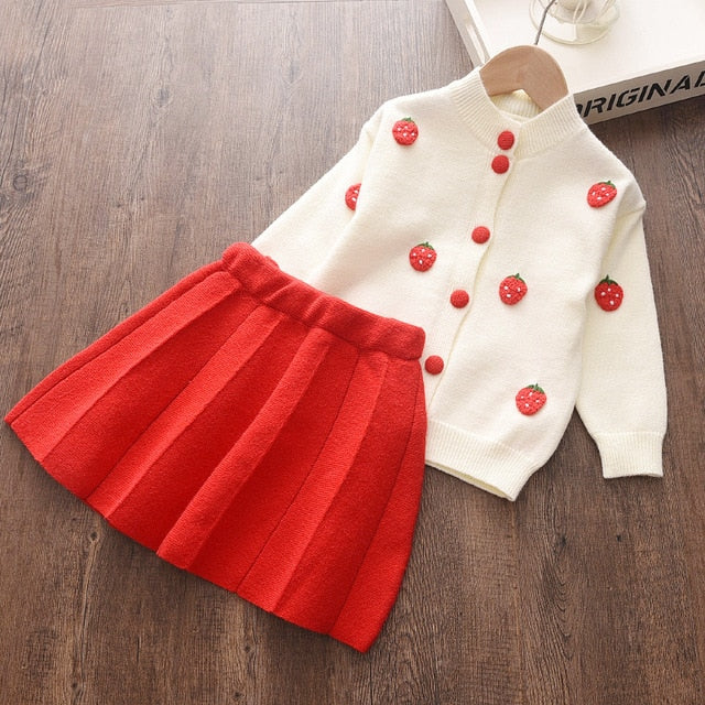 Toddler Girls Clothes Knit Sweater and Pleated Skirts Set Winter Fall Children 2T,3T,4T,5T,6T