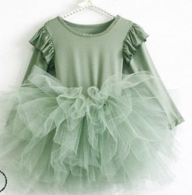 Girls Leotard Princess Tutu Dress Toddlers Baby Girls Dress Long Sleeve Tulle Dance Costume