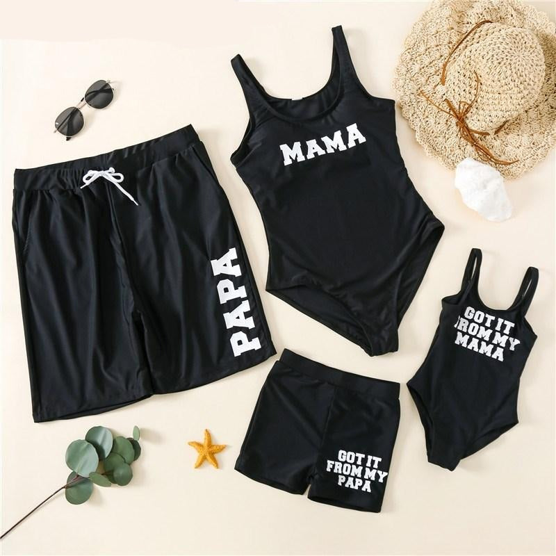 Family Matching Swimwear Mother Daughter Swimsuit Mommy And Me Bikini Clothes Family Look Father Mom Daughter Son Bathing Suit