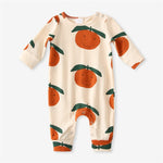 Cotton Printed Orange Shirt, Romper, Pants, Long Sleeve Matching Outfits Brothers and Sisters