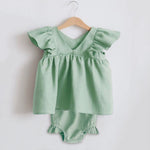 Baby Girl Ruffle Top and Bloomer Set Boho Neutral Style