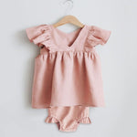Baby Girl Ruffle Top and Bloomer Set Boho Neutral Style