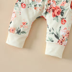 Baby Girl Floral Pull Over Long Sleeve Sweatshirt and Leggings Pants Set with Head Band Bow