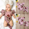 Baby Girl Blush Burgundy Cream Floral Romper with Matching Long Socks