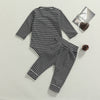 Baby Toddler Boy Long Sleeve Stripe Black White and Rust Patch Pocket Fall Outfits