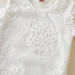 Baby Girl White Lace Romper and Velvet Skirt and Bow Set for Fall Boho Style