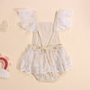 Baby Girls Lace Embroidered Romper Neutral Colors Beige and White