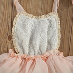 Baby Girl Vintage Style Shabby Chic White Lace Peach Chiffon Tutu Skirt Romper with Flower Belt