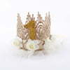 Baby Girl First Birthday Crown Headband Number One Flower Gold Pink White