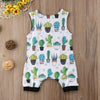 Baby Boy Sleeveless Cactus Print Outfit Succulents Plants Cute Boy Romper First Birthday Theme Idea