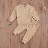 Baby Solid Color Neutral Nude Pant and Sweatshirt Set with Boho Rainbow Boy Or Girl Outfit