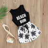 Beach Bum Baby Boy Sleeveless Top and Palm Tree Shorts Black and White