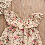 Baby Girl Vintage Floral Flutter Sleeve Tank with Mustard Bloomer Shorts