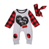 Baby Girl All You Need is Love Buffalo Plaid Gray Romper