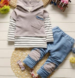 Baby Boy and Baby Girl Unisex Hooded Sweatshirt and Pants Set