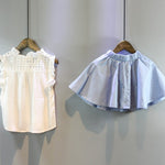 Baby Girl Summer Outfit with Denim Pearl Skirt and Eyelet Top