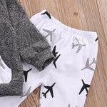 Baby Boy Black and Gray Airplane Hoodie and Pant Set