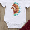 Newborn Toddler Infant Baby Girls Feather Tassels Outfits Short Sleeve Romper Shorts Headband Tribal Style