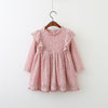 Baby Girl Long Sleeve Lace Pom Pom Dress 3 Colors