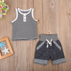 Baby Boys Summer outfit Black and White Stripe Toddler Boys Tanks Top and Jogging Shorts 2pcs