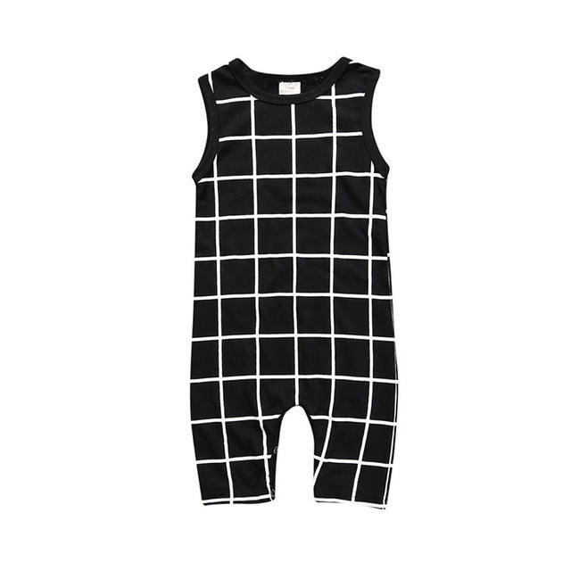 Baby Boy Clothes Fashion Plaid Print Sleeveless Baby Boy Jumpsuits Summer Baby Boys Rompers