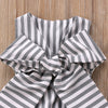 Baby Girls Bow Stripe Jumpsuit Pretty Ruffle Sleeveless Romper Summer Cotton Clothes Outfits 0-2T