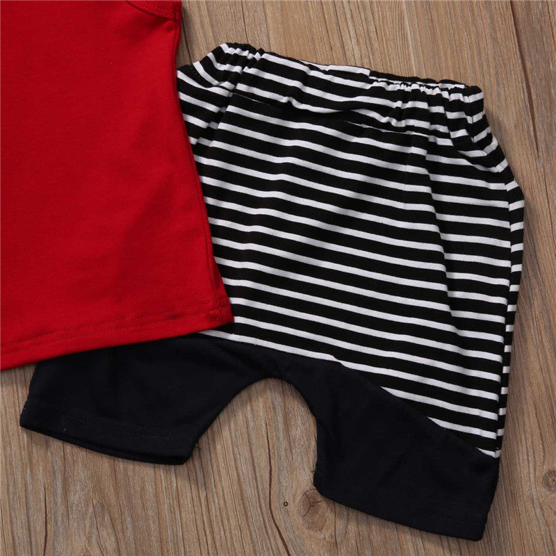 Baby Boy Clothes Sleeveless Hooded Tops Striped Shorts Pant 2PCS Outfits Toddler Kids Clothing Set