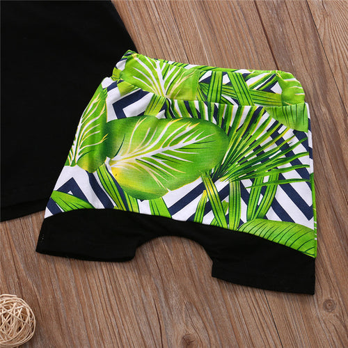 Summer Outfit for Baby Boy Palm Trees Tropical Harem Shorts