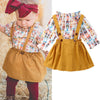 Infant Kids Baby Girls Romper Tops Suspender Skirt Dress Overalls Outfits Set Boho Mustard Arrows