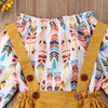 Infant Kids Baby Girls Romper Tops Suspender Skirt Dress Overalls Outfits Set Boho Mustard Arrows