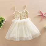 Tulle Ball Sleeveless Dresses Sequins Princess Children Baby Girl Clothing Lace Party Gown Fancy Dresses Girl Birthday