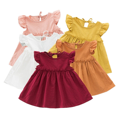 Ruffle Sleeve Girls Summer Dress for Girls Tops Linen Boho Baby Girls Dress Autumn Fall Outfit