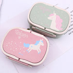 Unicorn Lunch Box for Kid Eco-Friendly Food Container Storage Bento Boxes 2 Layer Handle Girl
