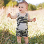 Toddler Baby Boy Camo Cotton Romper Jumpsuit  Summer Clothes baby boy summer cotton sleeveless Camo and Stripes