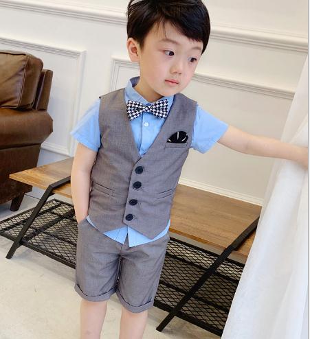 Summer Formal Boys Suits Blazers Clothes Suits For Wedding Formal Party Baby Vest Pants Kids Boy Outerwear Clothing Set