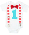 Circus First Birthday Outfit - Boys First Birthday - Dr Seuss Cat in the Hat - First Birthday Circus Shirt - Circus Theme Party - Carnival - 1st Birthday - Noah's Boytique First Birthday Onesie