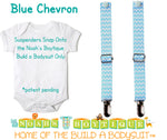 Blue Chevron Noah's Boytique Bodysuit Suspenders - Snap on Suspenders - Suspender Outfit - Baby Suspenders - Newborn Suspender - Noah's Boytique Suspenders - Baby Boy First Birthday Outfit