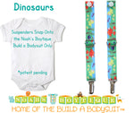 Dinosaur Noah's Boytique Bodysuit Suspenders - Snap on Suspenders - Suspender Outfit - Baby Suspenders - Dinosaur Party - Noah's Boytique Suspenders - Baby Boy First Birthday Outfit