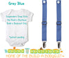 Grey Blue Noah's Boytique Bodysuit Suspenders - Snap On - Suspender Outfit - Baby Suspenders - Newborn Suspenders - Interchangeable