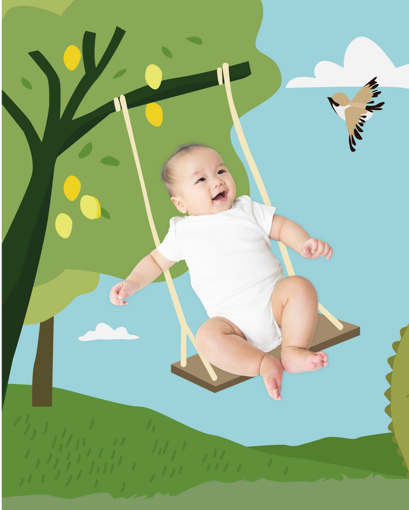 Swing Baby Photo Backdrop Background Announcement Whimsical DIY Monthly Pictures Milestone Backdrop