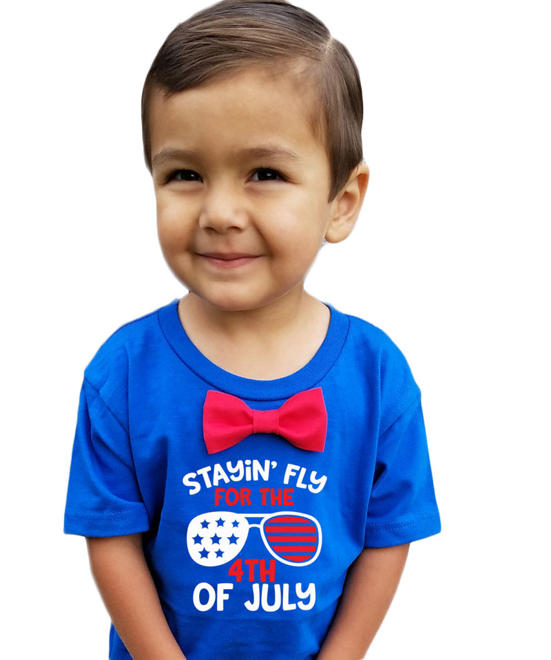 Fourth of July Shirt Toddler Boy God Bless America Memorial Day Patriotic Red Bow Tie Stars Stripes Proud to Be An American Onesie Stayin Fly