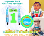 Turquoise Chevron Noah's Boytique Bodysuit Suspenders - Snap on Suspenders - Suspender Outfit - Baby Suspenders - Newborn Suspender