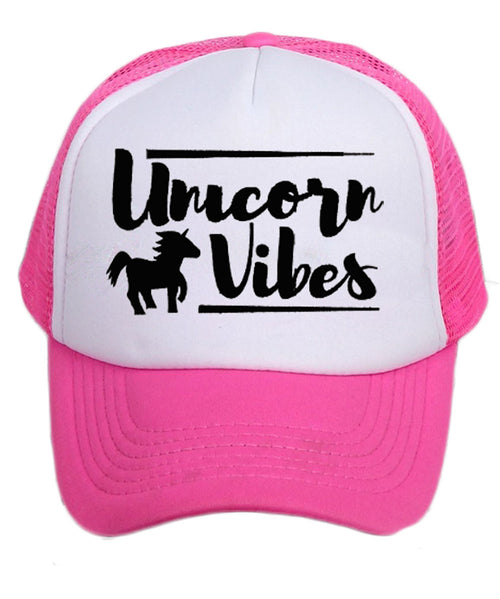 baby toddler kids trucker hat mesh unicorn vibes pink 