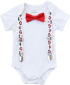 Baby Boy Valentines Day Outfit - Valentine's Day Shirt - Newborn Boy - Toddler Boy - Love Mom - Tie and Suspenders - First Valentines Day - Newborn Valentines Day - Hearts - Mustaches - Noah's Boytique - CupcakeMag