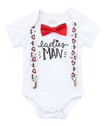 Cute Baby Boy Valentines Day Outfit with Mustache Heart Suspenders