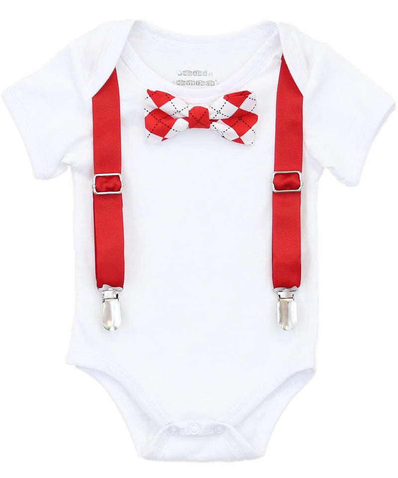 Newborn First Valentines Outfit - Valentines Day Shirt - Suspenders Tie - Kissing Booth - Baby Boy - Valentines Day Outfit - Infant - Clothes - Noah's Boytique
