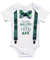 Baby Boy Summer Clothes Palm Tropical Bow Tie and Suspenders
