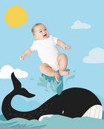Whale Baby Photo Backdrop Background Beach Ocean Monthly Pictures Milestone Backdrop Blanket