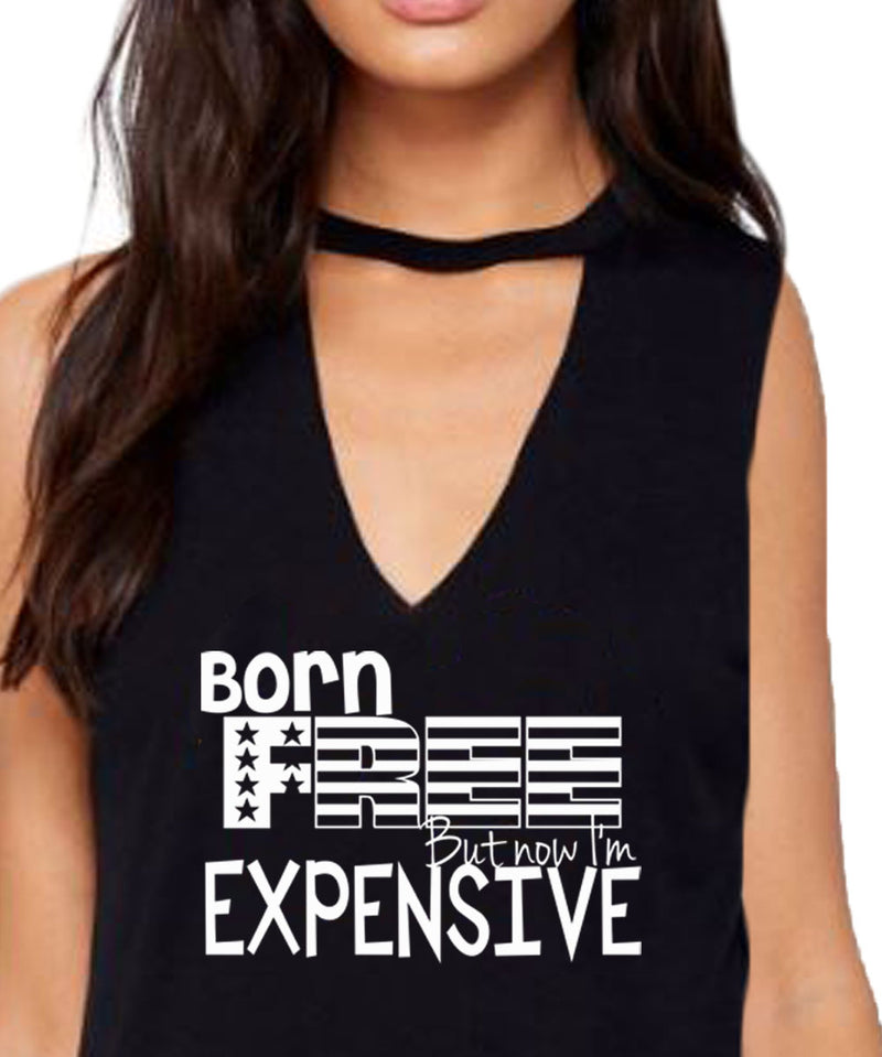 womens fourth of july tank cut out v neck 4th born free but now i'm expensive cute patriotic country 
